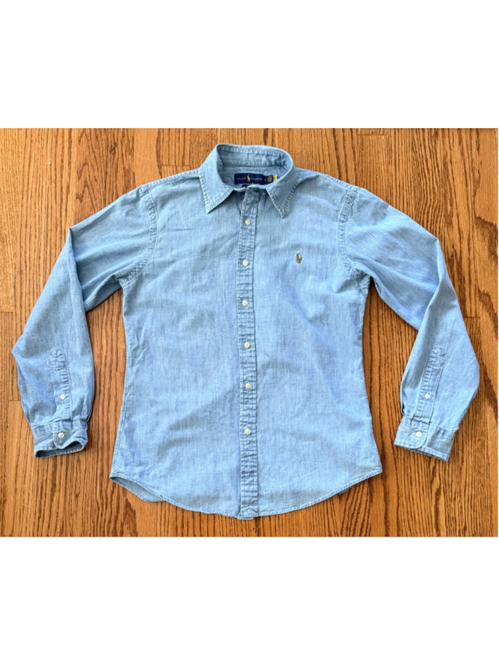 Women's Ralph Lauren Button Down Shirt Medium Blue Denim Long Sleeve